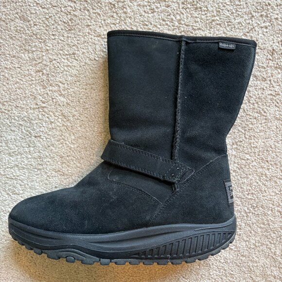 Skechers Shape Ups Women's Winter Boots Size 7 Black Suede Faux Fur - Picture 7 of 11